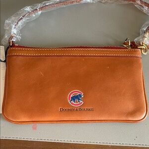 Dooney & Bourke Brown Leather Wristlet with Logo